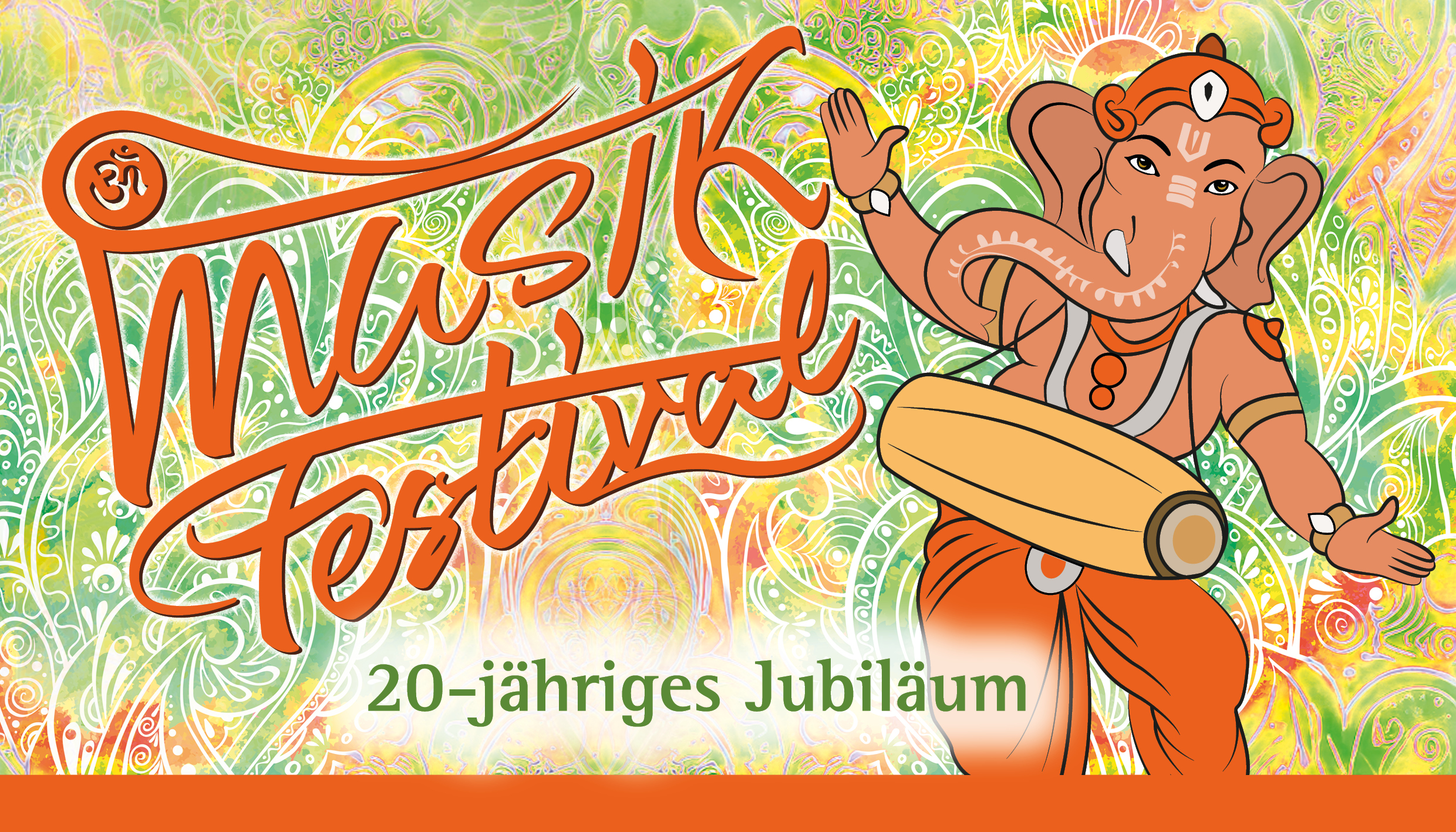Slider des 20. Yoga Musik Festivals mit Bild von Ganesha